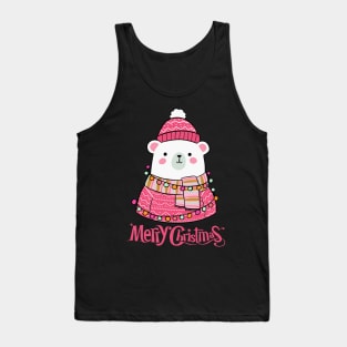 Merry Christmas a cute polar bear ready for the holidays Tank Top